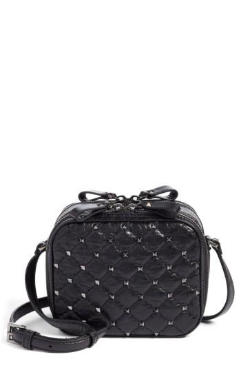 Valentino Garavani Rockstud Leather Camera Crossbody Bag - Black