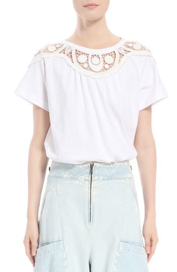 Women's Chloe Lace Yoke Jersey Tee - White