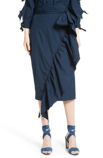 Women's Milly Ruffled Stretch Poplin Skirt