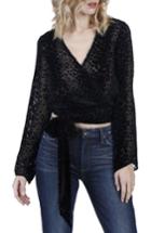 Women's Paige Jenna Burnout Velvet Silk Wrap Top - Black