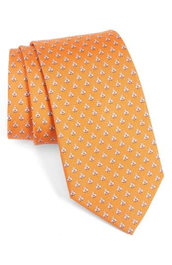 Men's Salvatore Ferragamo Bee Print Silk Tie, Size - Red