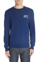 Men's A.p.c. Logo Merino Wool Sweater - Blue