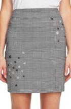Women's Cece Glen Plaid Embroidered Miniskirt - Black