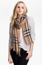 Women's Burberry Giant Check Print Wool & Silk Scarf