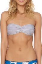 Women's Red Carter Stripe Bandeau Bikini Top - Blue