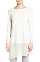 Women's Eileen Fisher Silk Jersey & Chiffon Tunic, Size - White
