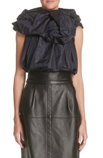 Women's Marc Jacobs Rosette Collar Checked Silk Blouse - Purple