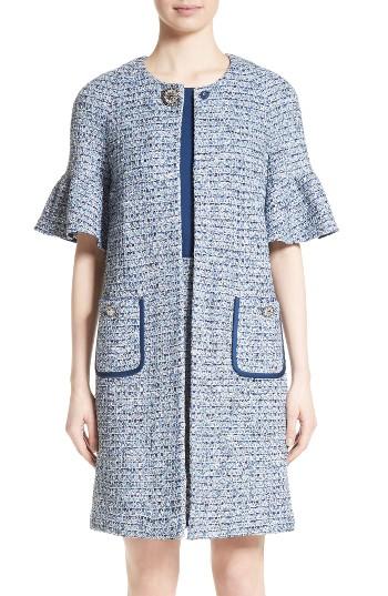 Women's St. John Collection Kiara Tweed Bell Sleeve Jacket - Blue