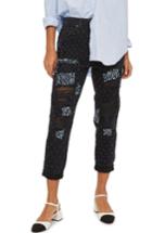 Women's Topshop Limited Edition Gem Super Rip Mom Jeans X 30 - Black