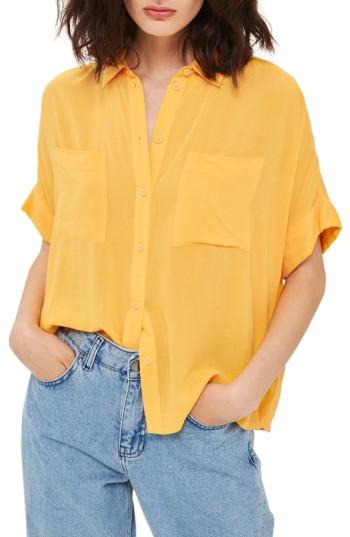 Women's Topshop Joey Shirt Us (fits Like 6-8) - Orange