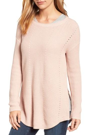 Women's Caslon Rib Knit Cotton Tunic - Pink