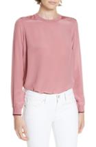 Women's Ted Baker London Colour By Numbers Knit Trim Silk Top - Pink
