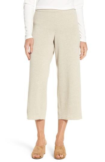 Petite Women's Eileen Fisher Wide Leg Crop Wool Pants P - Beige