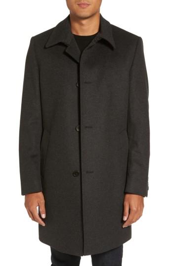 Men's Boss Task Wool & Cashmere Top Coat R - Black