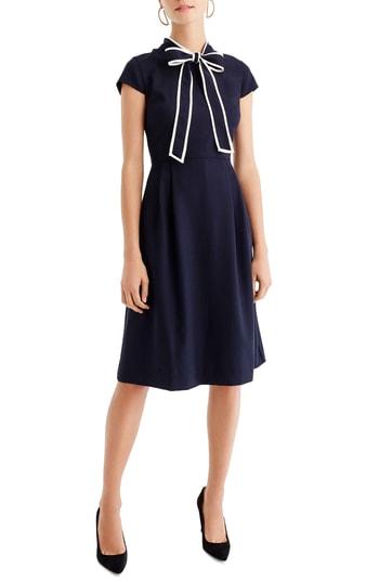 Women's J.crew Tie-neck Dress - Blue