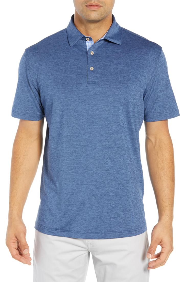 Men's Peter Millar Stretch Jersey Performance Polo - Blue