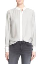 Women's Frame Long Sleeve Silk Blouse - Grey