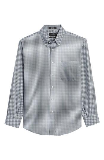 Men's Nordstrom Men's Shop Classic Fit Non-iron Gingham Dress Shirt - 32 - Grey (online Only)