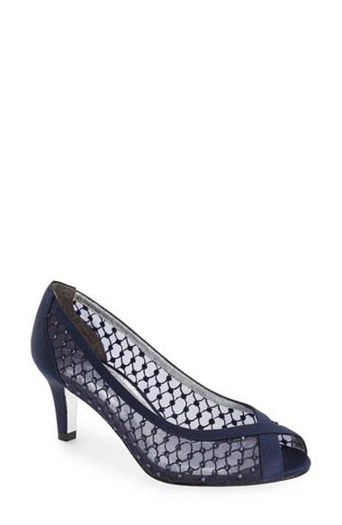 Women's Adrianna Papell 'zandra' Crystal Embellished Peep Toe Pump .5 M - Blue