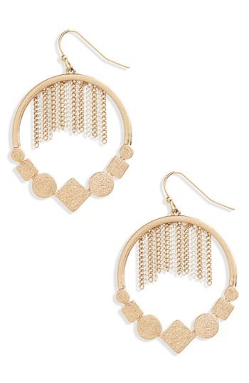 Women's Canvas Chain Tassel Hoop Earrings