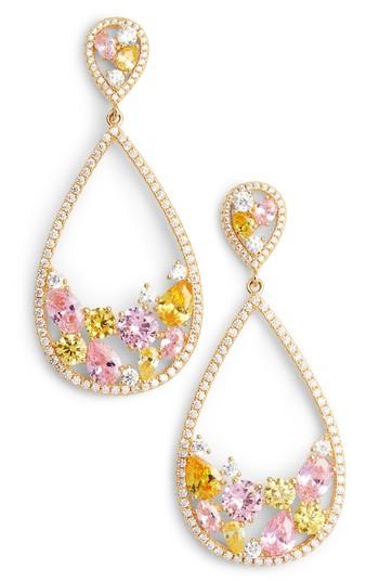 Women's Nina Stone Cluster Open Teardrop Earrings