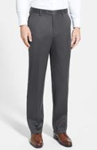 Men's Berle Flat Front Wool Gabardine Trousers X 34 - Grey