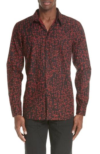 Men's Givenchy Cat Scratch Print Sport Shirt - Black
