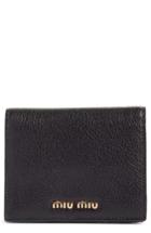 Women's Miu Miu Madras Leather Bifold Wallet - Black