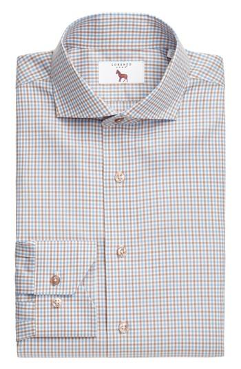 Men's Lorenzo Uomo Trim Fit Check Dress Shirt - 34 - Blue