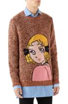 Men's Gucci Manga Intarsia Wool Crewneck Sweater - None