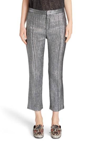 Women's Isabel Marant Dansley Party Time Lame Crop Pants Us / 38 Fr - Metallic