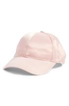Women's August Hat Embroidered Satin Baseball Cap - Pink