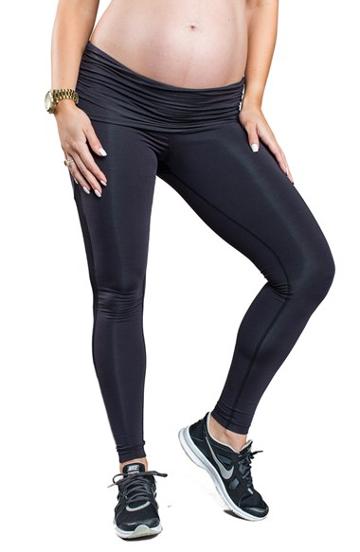 Women's Cozy Orange 'juno' Mesh Panel Maternity Leggings