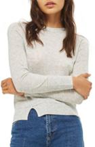 Women's Topshop Pointelle Sweater Us (fits Like 2-4) - Grey