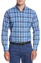 Men's Peter Millar Pops Performance Plaid Sport Shirt - Blue/green