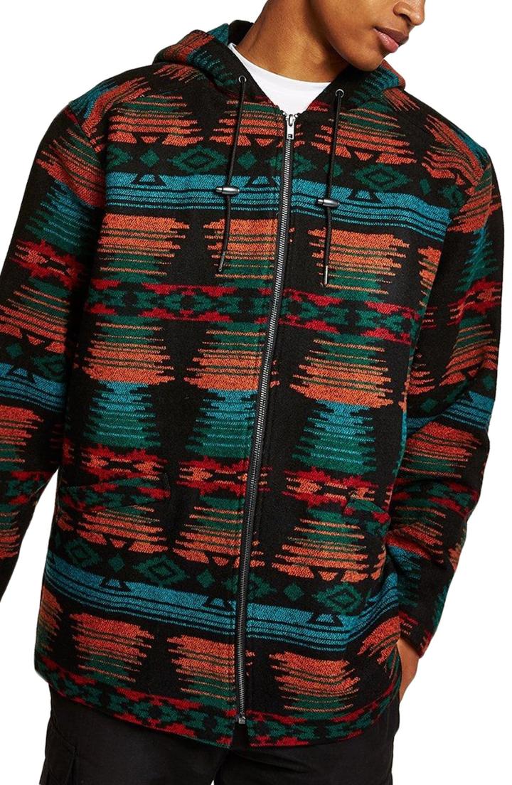 Men's Topman Jacquard Hooded Jacket