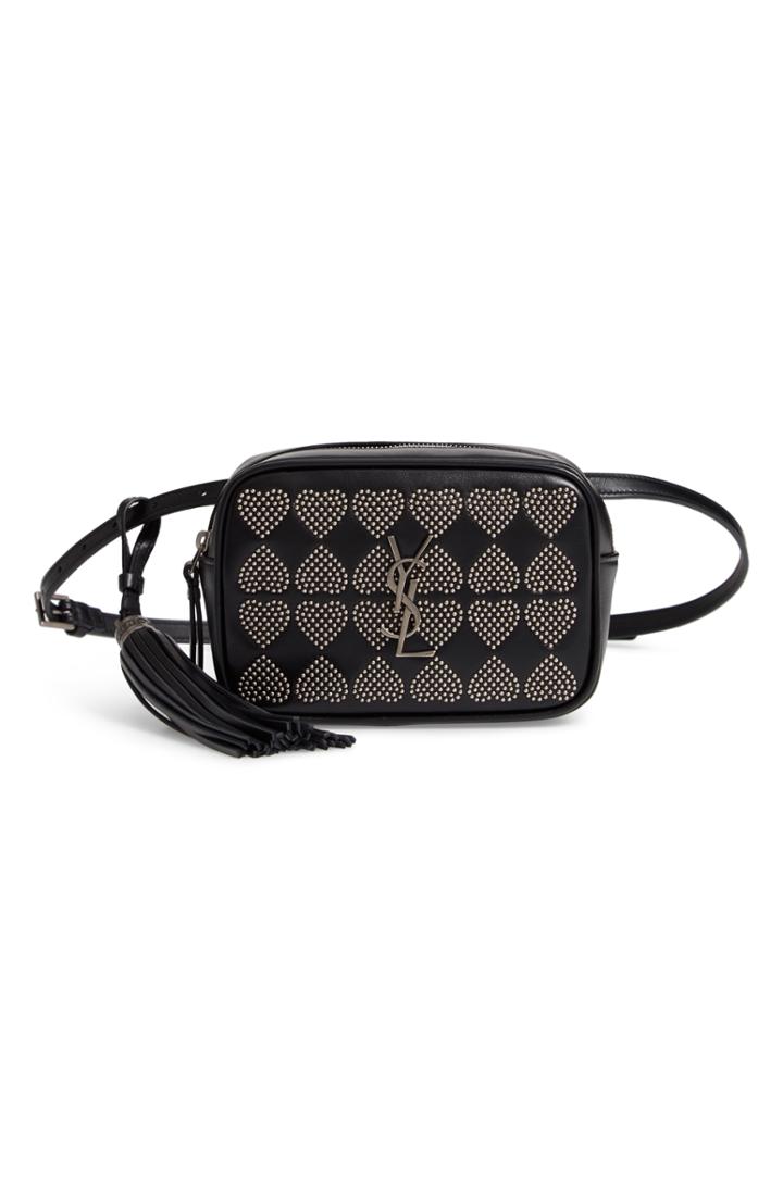 Saint Laurent Micro Lou Stud Hearts Calfskin Leather Belt Bag -