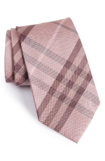 Men's Burberry Clinton Check Silk Tie, Size - Pink