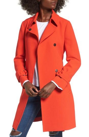 Women's Topshop Daisy Crepe Truster Trench Coat Us (fits Like 0) - Red