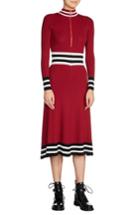 Women's Maje Zip Neck Midi Sweater Dress - Burgundy