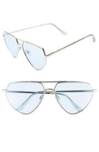 Women's Glance Eyewear 60mm Diamond Aviator Sunglasses - Silver/ Blue