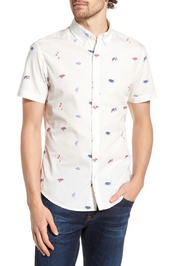 Men's Bonobos Slim Fit Turtle Print Sport Shirt R - White