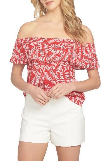 Women's 1.state Ruffle Off The Shoulder Blouse, Size - Red