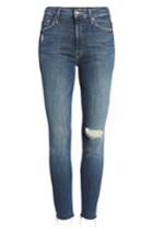 Women's Mother The Looker High Waist Frayed Ankle Skinny Jeans - Blue