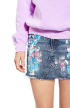 Women's Topshop Moto Splatter Paint Denim Miniskirt