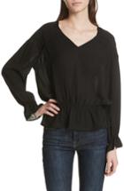 Women's Joie Alazne Ruffle Silk Top - Black