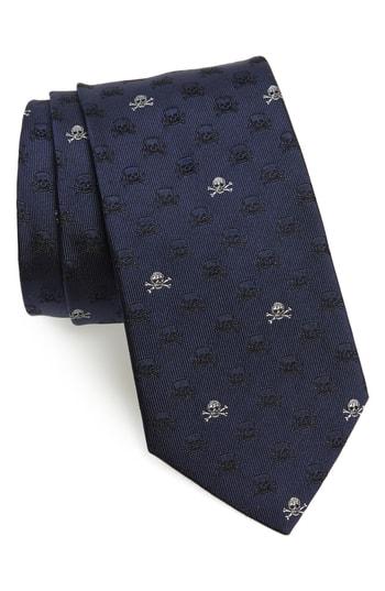 Men's John Varvatos Star Usa Skull & Crossbones Silk Tie, Size - Blue