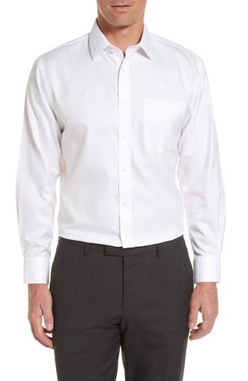 Men's Nordstrom Men's Shop Smartcare(tm) Traditional Fit Herringbone Dress Shirt - 32/33 - White
