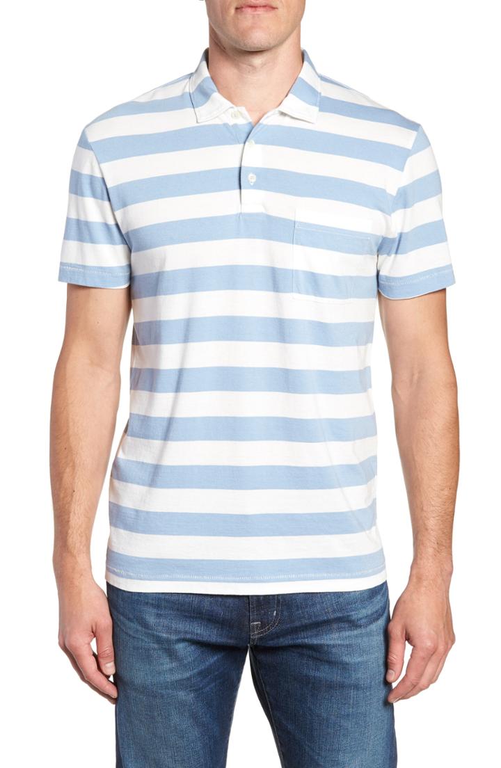 Men's French Connection Harbor Stripe Polo, Size - Blue