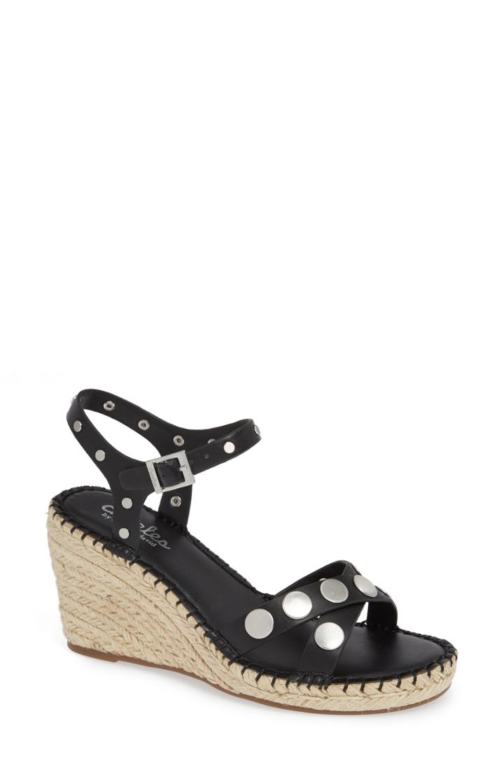 Women's Charles By Charles David Nacho Studded Wedge Sandal .5 M - Black